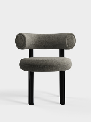 Polished Black Steel & Grey Kvadrat Melange Nap Wool / Kvadrat Melange Nap - Grey (111)