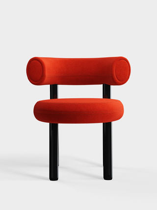 Polished Black Steel & Orange Kvadrat Hallingdal 65 Wool Blend / Kvadrat Hallingdal 65 - Orange (0600)