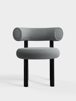 Polished Black Steel & Mid Grey Kvadrat Hallingdal 65 Wool Blend / Kvadrat Hallingdal 65 - Mid Grey (0130)