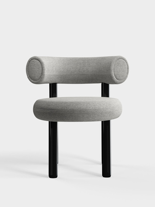 Polished Black Steel & Light Grey Kvadrat Hallingdal 65 Wool Blend / Kvadrat Hallingdal 65 - Light Grey (0110)