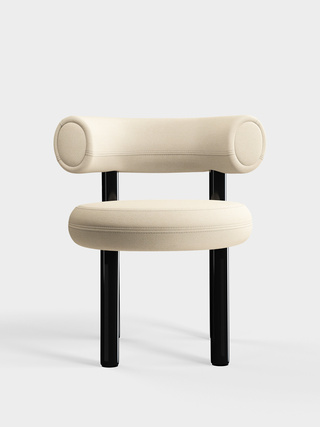 Polished Black Steel & Bright White Kvadrat Hallingdal 65 Wool Blend / Kvadrat Hallingdal 65 - Bright White (0100)