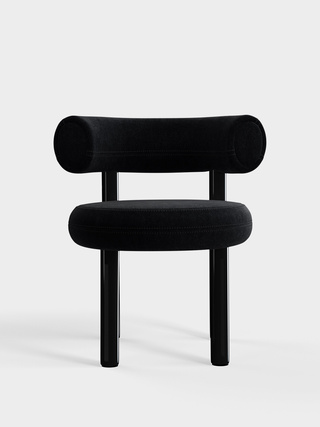 Polished Black Steel & Black Kvadrat Gentle Velvet / Kvadrat Gentle - Black (0193)
