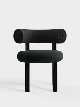 Polished Black Steel & Dark Grey Kvadrat Divina Melange Wool / Kvadrat Divina Melange - Dark Grey (180)