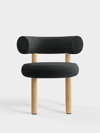 Brushed Natural Wood & Dark Grey Kvadrat Melange Nap Wool / Kvadrat Melange Nap - Dark Grey (0191)