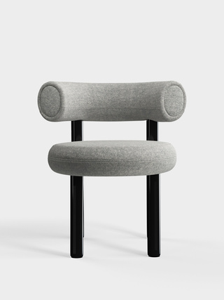 Polished Black Steel & Light Grey Kvadrat Divina Melange Wool / Kvadrat Divina Melange - Light Grey (0120)