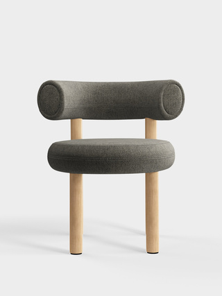 Brushed Natural Wood & Grey Kvadrat Melange Nap Wool / Kvadrat Melange Nap - Grey (111)