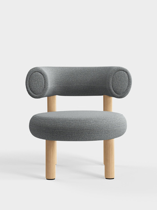 Brushed Natural Wood & Mid Grey Kvadrat Hallingdal 65 Wool Blend / Kvadrat Hallingdal 65 - Mid Grey (0130)