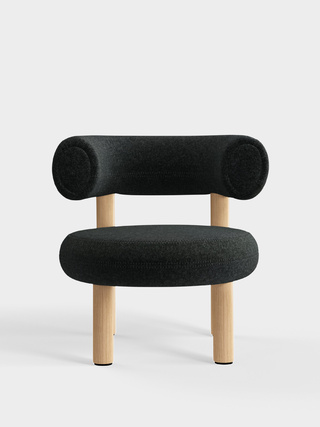 Brushed Natural Wood & Dark Grey Kvadrat Divina Melange Wool / Kvadrat Divina Melange - Dark Grey (180)