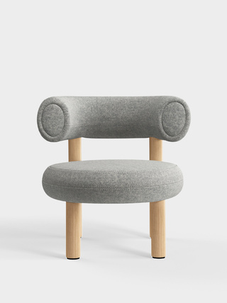 Brushed Natural Wood & Light Grey Kvadrat Divina Melange Wool / Kvadrat Divina Melange - Light Grey (0120)