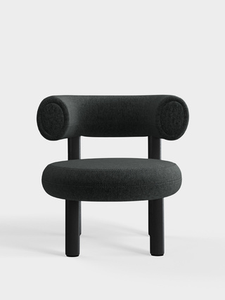 Black Wood & Dark Grey Kvadrat Melange Nap Wool / Kvadrat Melange Nap - Dark Grey (0191)