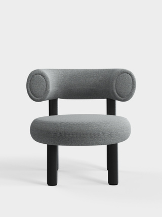 Black Wood & Mid Grey Kvadrat Hallingdal 65 Wool Blend / Kvadrat Hallingdal 65 - Mid Grey (0130)