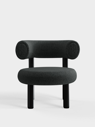 Polished Black Steel & Dark Grey Kvadrat Melange Nap Wool / Kvadrat Melange Nap - Dark Grey (0191)