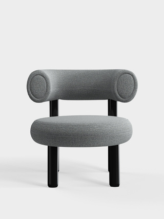 Polished Black Steel & Mid Grey Kvadrat Hallingdal 65 Wool Blend / Kvadrat Hallingdal 65 - Mid Grey (0130)