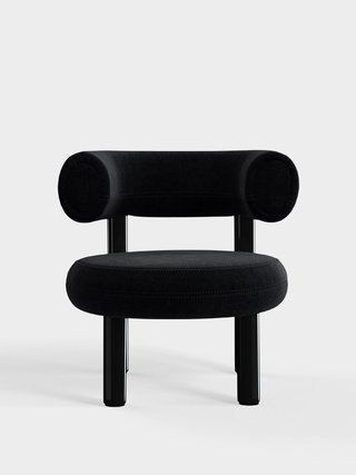 Polished Black Steel & Black Kvadrat Gentle Velvet / Kvadrat Gentle - Black (0193)
