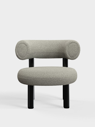Polished Black Steel & Grey White Kvadrat Elle Boucle / Kvadrat Elle - Grey White (0230)