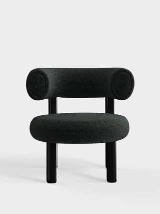 Polished Black Steel & Dark Grey Kvadrat Divina Melange Wool / Kvadrat Divina Melange - Dark Grey (180)