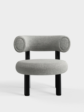 Polished Black Steel & Light Grey Kvadrat Divina Melange Wool / Kvadrat Divina Melange - Light Grey (0120)