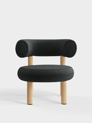 Brushed Natural Wood & Dark Grey Kvadrat Melange Nap Wool / Kvadrat Melange Nap - Dark Grey (0191)