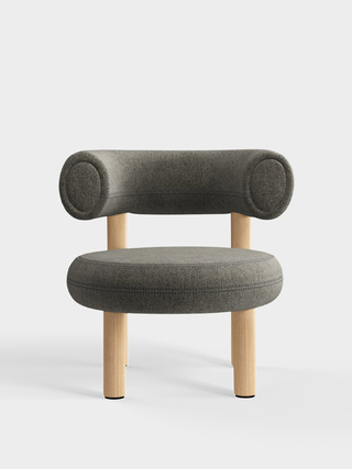 Brushed Natural Wood & Grey Kvadrat Melange Nap Wool / Kvadrat Melange Nap - Grey (111)