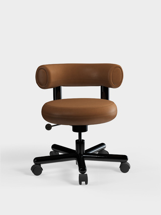 Cognac Leather / Polished Black Steel / Leather - Cognac (0513)