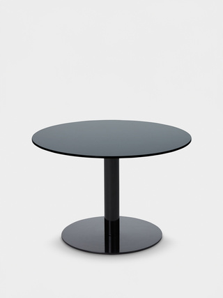 Black Polished Steel & Mirrored Glass  / Circle