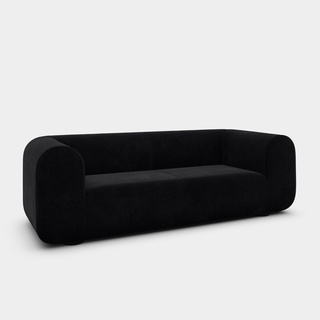 Black Kvadrat Gentle Velvet / 2.5-Seater Fixed Sofa / Kvadrat Gentle - Black (0193)