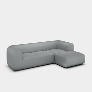 Mid Grey Kvadrat Hallingdal 65 Wool Blend / 2.5-Seater Right Chaise Longue Modular Sofa / Kvadrat Hallingdal 65 - Mid Grey (0130)