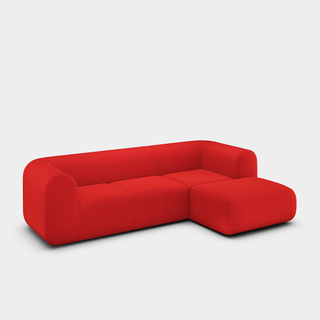 Orange Red Kvadrat Hero 2 Wool / 2.5-Seater Right Chaise Longue Modular Sofa / Kvadrat Hero 2 - Orange Red (0552)