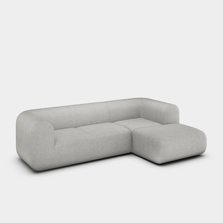 Light Grey Kvadrat Hallingdal 65 Wool Blend / 2.5-Seater Right Chaise Longue Modular Sofa / Kvadrat Hallingdal 65 - Light Grey (0110)