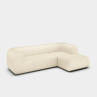 Bright White Kvadrat Hallingdal 65 Wool Blend / 2.5-Seater Right Chaise Longue Modular Sofa / Kvadrat Hallingdal 65 - Bright White (0100)