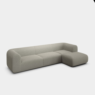 Grey White Kvadrat Elle Boucle / 2.5-Seater Right Chaise Longue Modular Sofa / Kvadrat Elle - Grey White (0230)