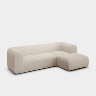 Bright White Kvadrat Elle Boucle / 2.5-Seater Right Chaise Longue Modular Sofa / Kvadrat Elle - Bright White (0200)