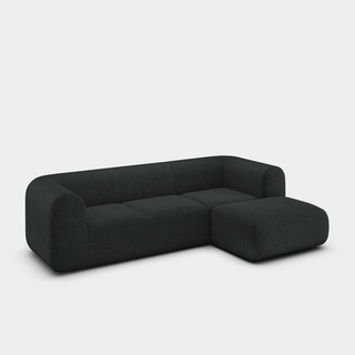 Dark Grey Kvadrat Divina Melange Wool / 2.5-Seater Right Chaise Longue Modular Sofa / Kvadrat Divina Melange - Dark Grey (180)