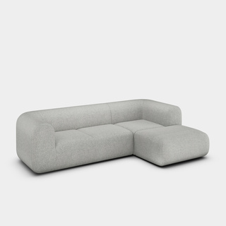 Light Grey Kvadrat Divina Melange Wool / 2.5-Seater Right Chaise Longue Modular Sofa / Kvadrat Divina Melange - Light Grey (0120)