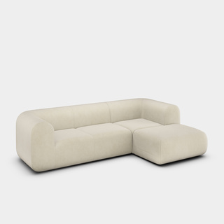 Pearl Royal Velvet / 2.5-Seater Right Chaise Longue Modular Sofa / Royal - Pearl (106)