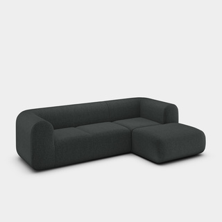 Dark Grey Kvadrat Melange Nap Wool / 2.5-Seater Right Chaise Longue Modular Sofa / Kvadrat Melange Nap - Dark Grey (0191)