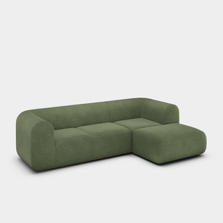 Tarragon Linara Linen / 2.5-Seater Right Chaise Longue Modular Sofa / Linara - Tarragon (100)