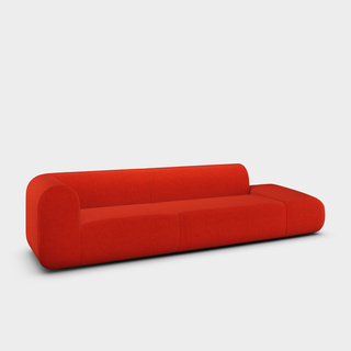 Orange Kvadrat Hallingdal 65 Wool Blend / 3-Seater Left Open Modular Sofa / Kvadrat Hallingdal 65 - Orange (0600)