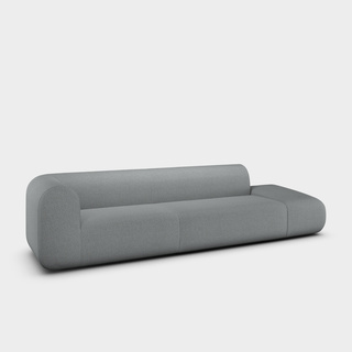 Mid Grey Kvadrat Hallingdal 65 Wool Blend / 3-Seater Left Open Modular Sofa / Kvadrat Hallingdal 65 - Mid Grey (0130)