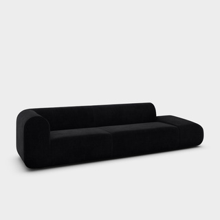 Black Kvadrat Gentle Velvet / 3-Seater Left Open Modular Sofa / Kvadrat Gentle - Black (0193)