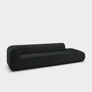 Dark Grey Kvadrat Divina Melange Wool / 3-Seater Left Open Modular Sofa / Kvadrat Divina Melange - Dark Grey (180)