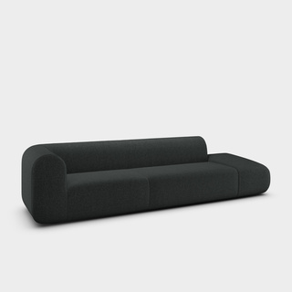 Dark Grey Kvadrat Melange Nap Wool / 3-Seater Left Open Modular Sofa / Kvadrat Melange Nap - Dark Grey (0191)