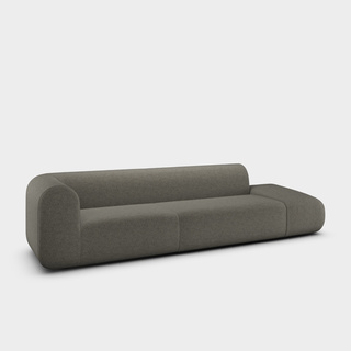 Grey Kvadrat Melange Nap Wool / 3-Seater Left Open Modular Sofa / Kvadrat Melange Nap - Grey (111)