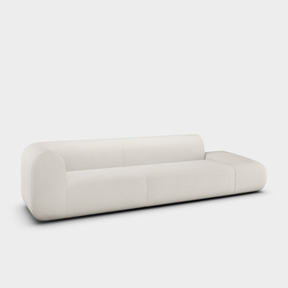 Coconut Linara Linen / 3-Seater Left Open Modular Sofa / Linara - Coconut (138)