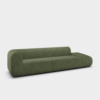 Tarragon Linara Linen / 3-Seater Left Open Modular Sofa / Linara - Tarragon (100)