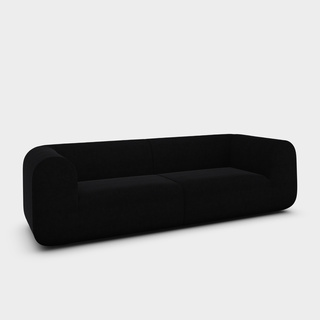 Black Kvadrat Hallingdal 65 Wool Blend / 3-Seater Modular Sofa / Kvadrat Hallingdal 65 - Black (0190)