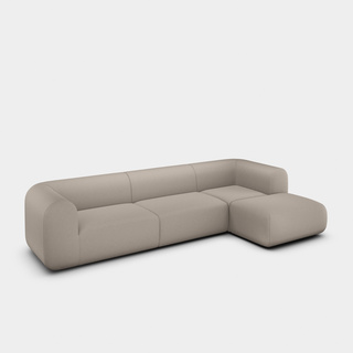 Grey Kvadrat Hero 2 Wool / 3-Seater Right Chaise Longue Modular Sofa / Kvadrat Hero 2 - Grey (0212)