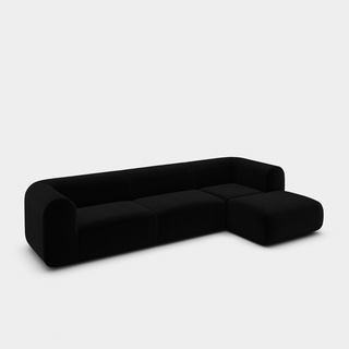 Black Kvadrat Hero 2 Wool / 3-Seater Right Chaise Longue Modular Sofa / Kvadrat Hero 2 - Black (0192)