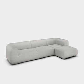 Light Grey Kvadrat Hallingdal 65 Wool Blend / 3-Seater Right Chaise Longue Modular Sofa / Kvadrat Hallingdal 65 - Light Grey (0110)