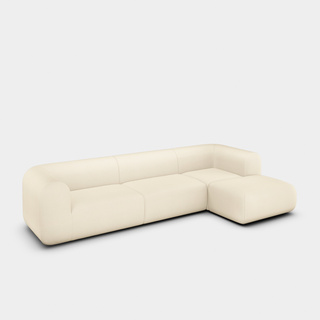 Bright White Kvadrat Hallingdal 65 Wool Blend / 3-Seater Right Chaise Longue Modular Sofa / Kvadrat Hallingdal 65 - Bright White (0100)